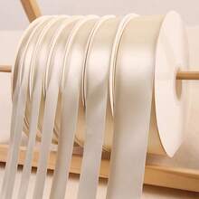 25 Yards Beige Thin Silk Ribbon, Braiding Hair Ribbons, Fabric Tie Strings For Gift & Cake Wrapping Decoration - Beige - View 1