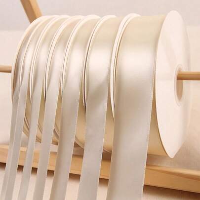 25 yards de ruban de soie mince beige, rubans de tressage de cheveux, cordons de tissu pour décoration d'emballage de cadeaux & de gâteaux