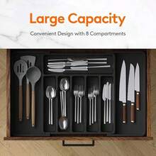 Adjustable Cutlery Organizer - Expandable Plastic Drawer Divider, Ideal For Kitchen And Dining Room Storage - Multicolor - View 2