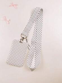 1Set Polka Dot Push-Pull Card Clip – Fashion Keychain Pendant Bag Charm For ID Badge, Transit Pass, Access Card, Office Workers, Commuters, Adults, Personalized Accessory For Bags, Keys, Daily Use, Cute Gift For Women, Men, Colleagues - Rectangle - View 2