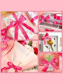 25 Yards/Rolls 1cm Width Satin Ribbon Braided Thin Tape Gift Wrapping Cake Packaging Material Bowknot Ribbon Valentines - Multicolor - View 7