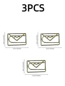 Haus Hana 1/3PCS 3x1.8cm Envelope-Shaped Steel Wire Paper Clip With Heart Detail, Cute Gold Or Rose Gold Decorative Bookmark And Document Holder, Minimalist Stationery Accessory For Planners, Journals, Photos, Notes, Office, School, Scrapbooking And Gifts - View 13