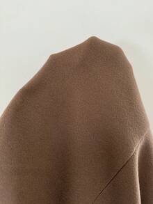 Serisse Overcoat Wanita Warna Polos Kerah Lapel Kasual Harian Musim Gugur Gaya Dark Academia Campuran Wol Slim Fit Capelet - Coklat - View 8