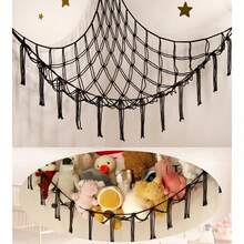 1 Large Size Breathable Mesh Style Hanging Toy Storage Hammock Space Saving Corner Mountable Stuffed Animal Organizer Lightweight Wall Suspended Net Holder Bohemian Room Home Interior Decor Household Clutter Storage Accessory All Season Decor - Multicolor - View 3