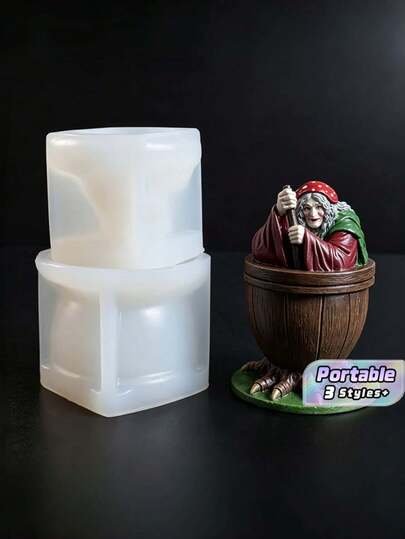 Witch Cauldron DIY Candle Mold, Witch Pot Shaped Silicone Mold For Handmade Candle Making, Halloween Christmas Decorative Craft Mould, Home DIY Handicraft Supplies.