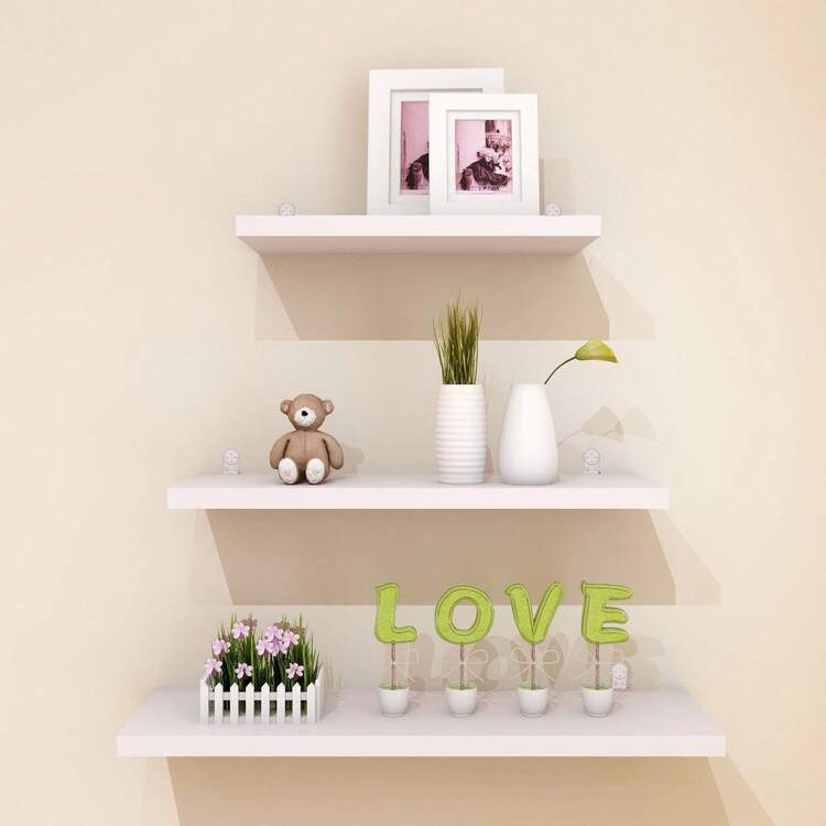 1pc (Accessories Included) Wall Mounted Shelf With Partition, No Drilling Required, Straight Wall Partition, Wall Mounted Decoration, Bedroom, Study, Living Room, Bathroom, Wooden Board Shelf, Kitchen Wall Mounted Shelf, Bookshelf Wall Shelf - Multicolor - View 4