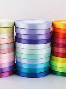 25 Yards/Rolls 1cm Width Satin Ribbon Braided Thin Tape Gift Wrapping Cake Packaging Material Bowknot Ribbon Valentines - Multicolor - View 2