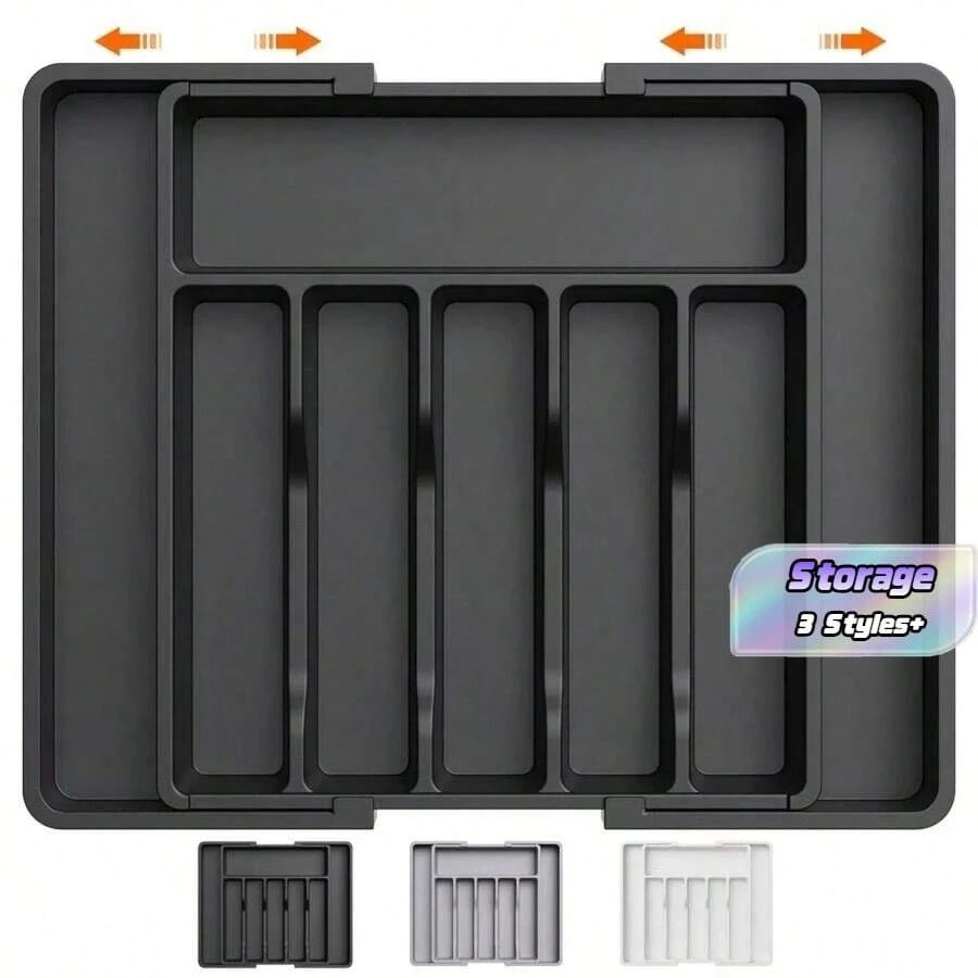 Adjustable Cutlery Organizer - Expandable Plastic Drawer Divider, Ideal For Kitchen And Dining Room Storage - Multicolor - View 1