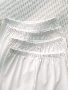 SHEIN Tween女孩簡約舒適運動休閒內搭安全褲 4件組 - 白色 - 查看 4