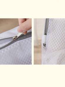 1pc White With Handle, 3D Honeycomb Mesh, Thick Fine Mesh, Specialized Laundry Bag For Washing Clothes In A Washing Machine. Laundry Bag. - White - View 4