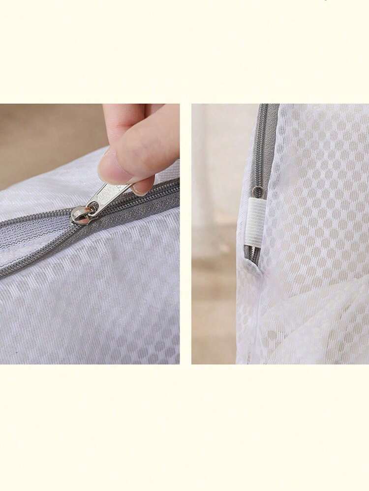 1件白色附手柄 3D蜂巢網格 加厚細網洗衣袋，洗衣機洗衣服專用洗衣袋 - 白色 - 查看 4