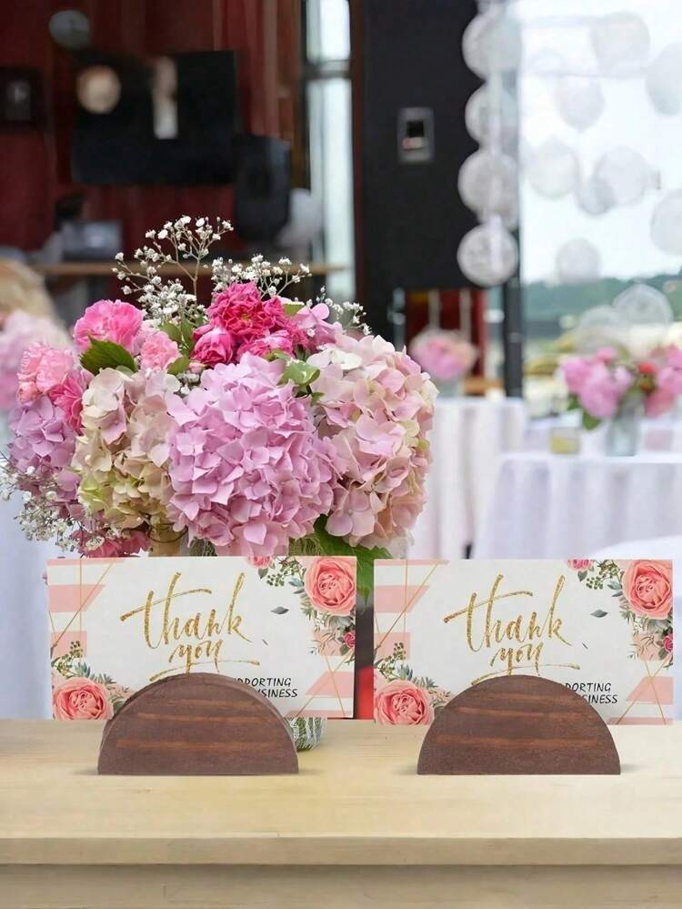 5/10PCS Wooden Table Number Stands – Semi-Circular Place Card Holders For Weddings, Parties, Birthdays, Garden Events, Restaurants, Durable Stylish Display, Elegant Table Decor For Event Planners, Wedding Organizers, Luxury Celebrations - brown - View 11