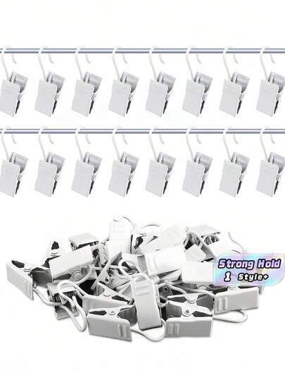 Great Strong White Metal Alligator Opening Clip Hook Loop Curtain Shower Clamp Photo Hanging Home Decor Art Craft Display Durable Sturdy Multipurpose