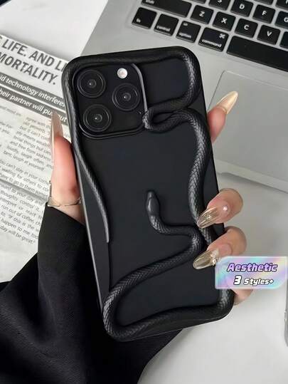 Matte Electroplating Snake Hollow Shockproof Cooling Case Compatible With Iphone 17 Pro Max/17 Pro/17 - Aesthetic Soft TPU Cover With Heat Dissipation, Creative Couple Gift