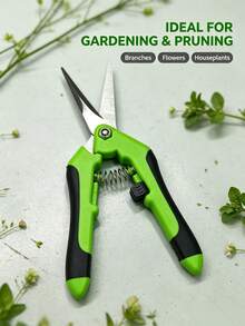 1pc Carbon Steel Garden Scissors, Garden Tools Modern Non Slip Garden Pruning Shear For Garden - Green - View 6