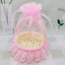 Elegant Lace Fabric Wedding Flower Basket, Perfect For Bridesmaids To Hold, Suitable For Decorating Western-Style Weddings - Multicolor - View 3