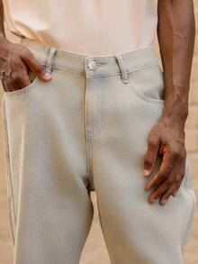 BelSigned BelSigned Loose Fit Men's Slant Pocket Straight Leg Jeans - Blue - View 7