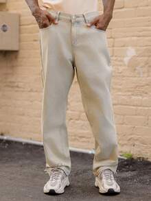 BelSigned BelSigned Loose Fit Men's Slant Pocket Straight Leg Jeans - Blue - View 6