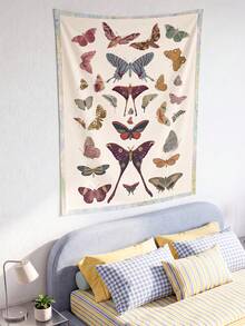 SHEIN 1 Piece, Butterfly Art Retro Printed Tapestry, Suitable For Living Room, Bedroom, Dormitory Decoration Home Atmosphere Decorative Tapestry - Multicolor - View 6