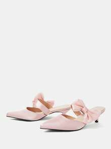 CUCCOO HITCHD Women Chic Side Buckle Sexy Pointed Toe Hollow Back High Heels Valentine Day Spring Shoes For Christmas Kitten Heels Fall Shoes - Pink - View 3