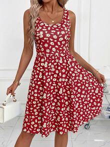 SHEIN Clasi 女款全印花百褶休閒日常夏季洋裝 - 彩色 - 查看 4
