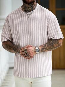 Manfinity CasualCool Men's Knitted T-Shirt, Multi-Color, World Cup Vacation - Mauve Purple - View 4