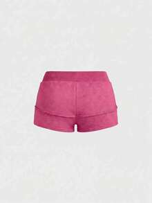 ROMWE Grunge Punk Women's Drawstring Waist Casual Versatile Daily Shorts - Hot Pink - View 2