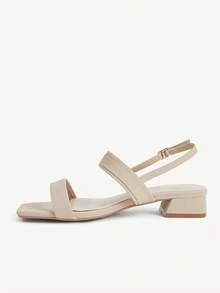 CUCCOO CHICEST Square Toe Sandals Soft Leather Soft Surface Strap Comfortable Fashion Wear Versatile Elegant Fairy Elegant Apricot Sandals - Apricot - View 5