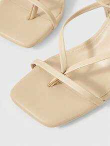 Mnmlis Women's Square Toe Apricot Strap Fashion High Heel Sandals, Suitable For Commuting, Dating And Party Wear - Apricot - View 4