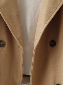SHEIN LUNE Plus-Size Women's Khaki Cropped Trench Coat-Slimming Fit-Suitable For Autumn And Winter - Khaki - View 3