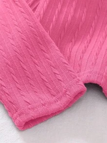 SHEIN Elladie kids 女童軟質紋理麻花針織開襟衫，可愛優雅甜美公主風，百搭時尚外套，適合春夏季秋季日常穿著、聚會、派對、外出、上學 - 玫紅色 - 查看 8