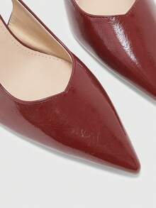 CUCCOO BIZCHIC Women's Fashion Gold Button Pointed Heel High Heel Shoes Fall Shoes - Burgundy - View 4