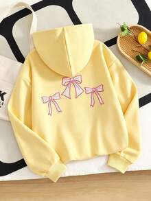 少女可愛蝴蝶刺繡拉鍊連帽長袖外套，返校秋季款 - 黃色 - 查看 2