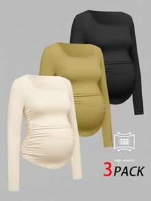 SHEIN 3 piezas Camisetas de maternidad - Multicolor - Ver 4