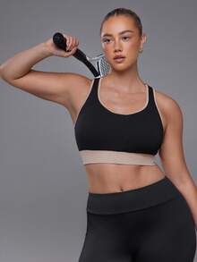Voyena Women's Plus Size Colorblock Casual Daily Sports Bra - Black - View 3