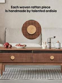 12 Pieces Natural Rattan Round Cabinet Knobs Wooden Drawer Pulls Handles Brown Finish For Kitchen Living Room Bedroom Wardrobe Furniture Decor - multicolor - View 10