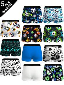 Dikirim secara acak 5 dari 10 model celana dalam boxer anak laki-laki besar dengan berbagai motif sepak bola piksel, kain lembut dan ramah kulit, cocok untuk anak laki-laki yang lebih besar. - MultiWarna - View 2
