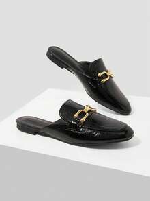 MOTF PREMIUM CASUAL COMFORTABLE METALLIC DETAIL FLATS, FOR NEW YEAR HOLIDAY, SPRING SHOES SPRING BREAK EASTER - Graphite Black - View 3