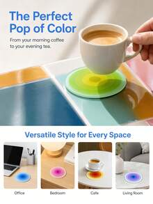 Joivida 5PCS Color Gradient Concentric Circle Round Cup Mats, Smooth Acrylic Coasters For Coffee Mugs And Water Cups, Reliable Heat Insulation Function Prevents Furniture Scalding And Water Traces - Multicolor - View 6