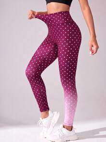 Velisys Velisys New Summer Women's High Waist Slim Fit Polka Dot Gradient Print Sports Leggings - Multicolor - View 6