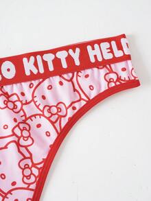 HELLO KITTY AND FRIENDS | SHEIN 女款字母卡通印花休閒丁字褲 - 粉色 - 查看 5