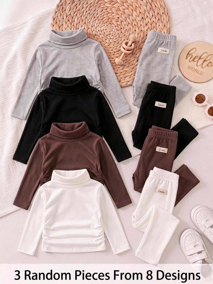 LMoss Kids 可愛休閒日常穿著女嬰上衣 3 件套 - 彩色 - 查看 1