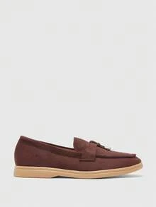 CUCCOO BIZCHIC Women's Fashionable Blue Suede Comfortable Loafers, Suitable For Commuting, Outdoor Activities, Shopping, Work And Daily Wear, Suitable For Christmas Fall Shoes - Coffee Brown 1 - View 2