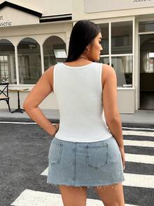 Muchica Plus Size Fashion Street Rhinestone Tank Top Sexy Hot Girl - White - View 3