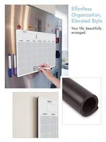 Haus Hana 1Pc/2Pcs Magnetic Fridge Monthly Calendar Board, Soft Dry Erase Rubber Magnet Material, Grid Monthly Layout Reusable Writable Planner For Refrigerator Household Schedule Reminder, Gift For Family Household Managers Holiday Present - Multicolor - View 11