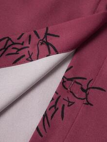 Manfinity Homme Men Plants Print Button Up Shirt Without Tee - Burgundy - View 3