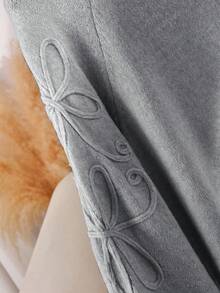 CosyJoli Sweater Pullover Kasual Longgar Lengan Panjang Bertekstur Bunga untuk Wanita Ukuran Plus, Musim Gugur/Dingin - Grey - View 4