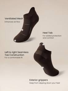 GLOWMODE 3 Pairs Socks Walk A Mile Soft Ventilated Mesh Grip Studio Workout Daily - Multicolor - View 5