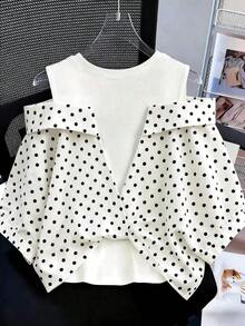 SHEIN Clasi Women's Plus Size White Cold Shoulder Twist Front Blouse, Suitable For Daily Wear And Office Morning Date Night Summer Casual Elegant - White - View 2