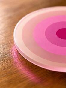 Joivida 5PCS Color Gradient Concentric Circle Round Cup Mats, Smooth Acrylic Coasters For Coffee Mugs And Water Cups, Reliable Heat Insulation Function Prevents Furniture Scalding And Water Traces - Multicolor - View 2
